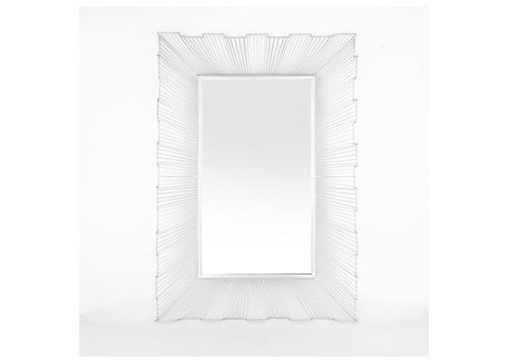 Rectangle Framed Silver Concavo-Convex Modern Metal Wall Art Mirror For Home Decoration